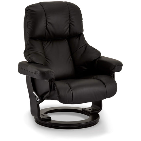 Recliner with Footstool Crown Black Leather